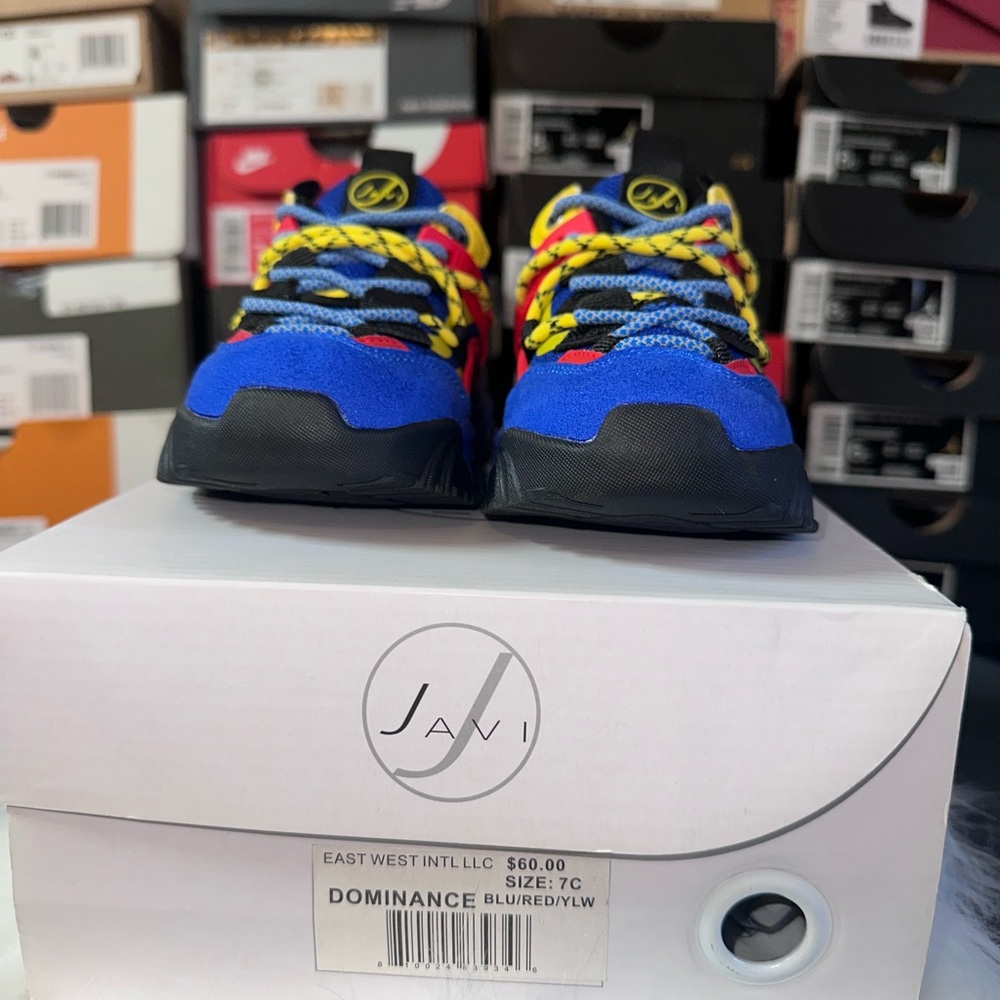 Javi Toodler Suede Royal Blue/Red and Yellow Sneakers size 7c